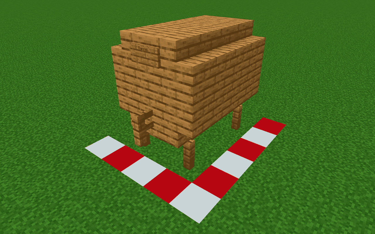 Постройка большой бочки, табличка «Бочка»